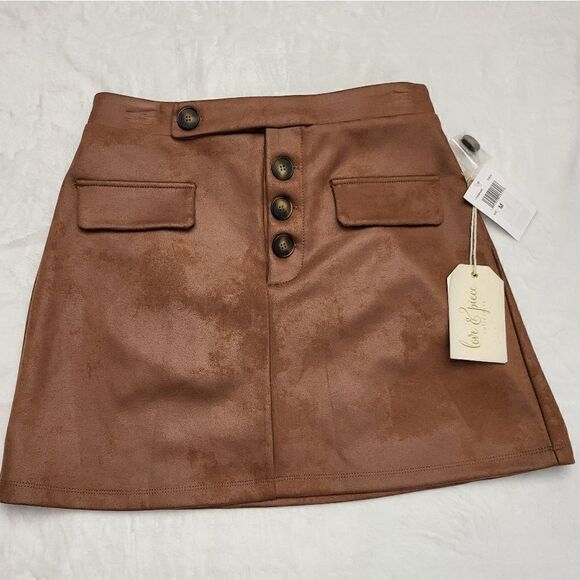 Love & Piece Faux Suede Mini Skirt - Picture 1 of 10